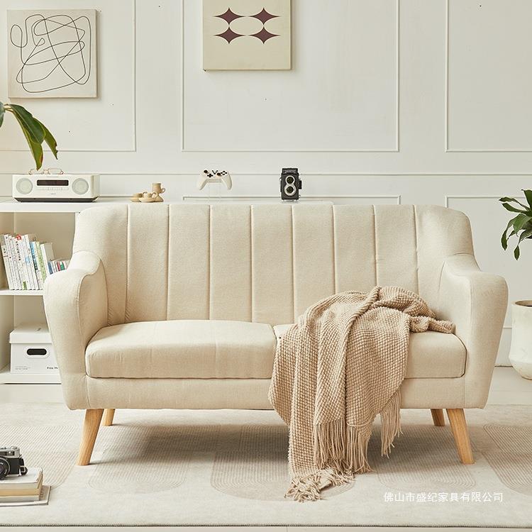 北欧棉麻布艺小户型卧室阳台出租屋单人公寓日式一米二两双人沙发