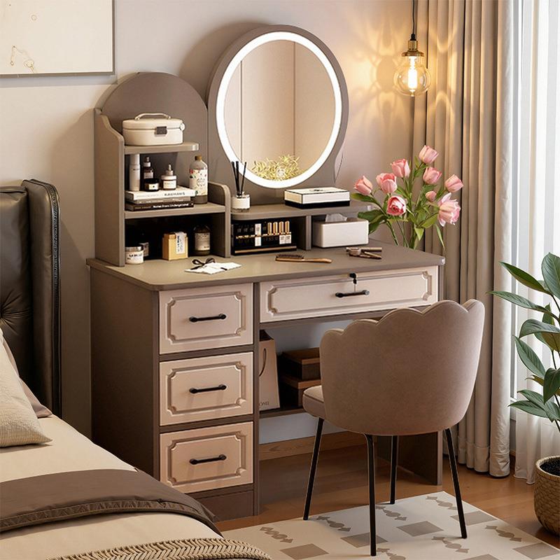 梳妆台卧室现代简约2025新款床头柜一体小户型化妆台带镜出租房用