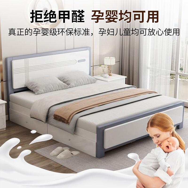 全实木床简约实木床现代双人床米主卧大床家用出租屋储物床婚大床