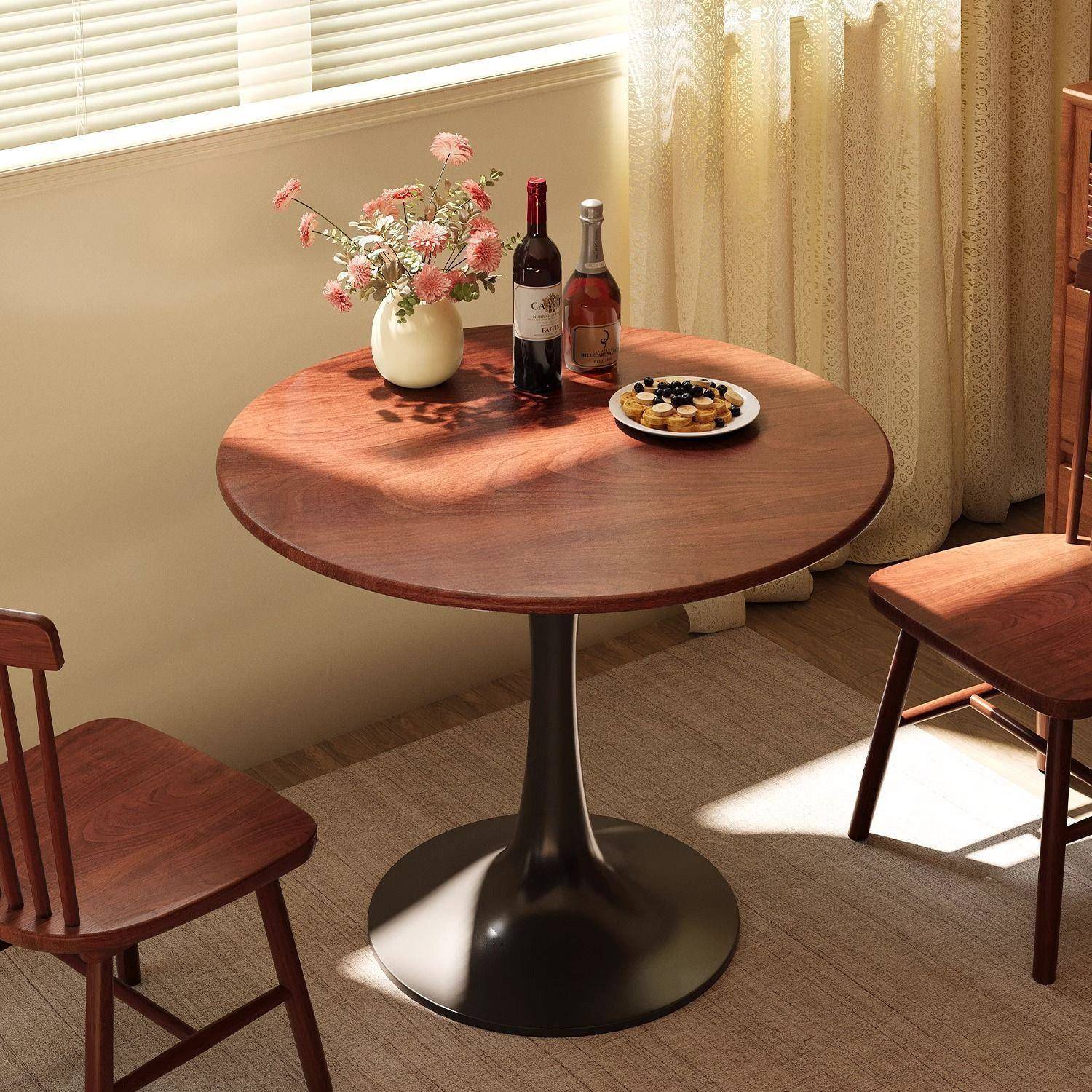 圆形餐桌家用客厅茶几休闲咖啡桌洽谈小桌子小户型出租屋沙发边几