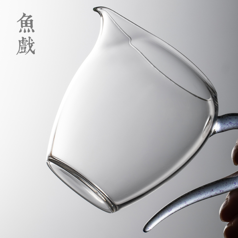 高硼硅玻璃公道杯鹰嘴p耐热带把手分茶器蛋盅公杯分茶杯功夫茶具
