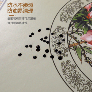 餐桌桌布轻奢高级感烤火桌防水E皮罩长方形电炉茶几桌布罩免 中式