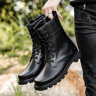 防水工装 作战靴男户外高帮钢头钢底男靴子春夏透气训练鞋 S保安鞋