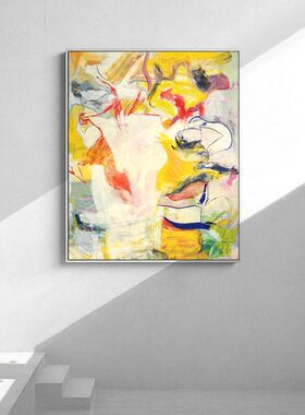 海盗德库宁欧式玄关抽象油画y复古墙画客厅装饰画无框画有框挂画