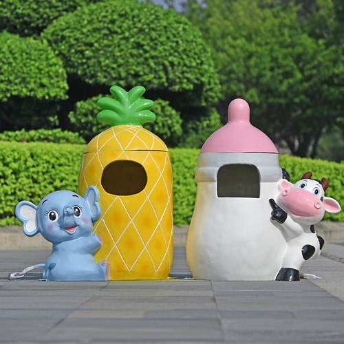 户外卡通雕塑公园林风景区幼儿园创意玻璃J纤维垃圾桶果皮箱环卫