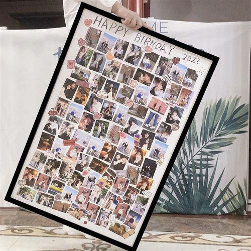 520情人节礼物相框DIY百张照片拼图手工立体纪念相册Y墙实木大相