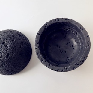 分子料理创意火山石球形q 圆形 烟熏盅 黑色月球餐具酒店位上盘子