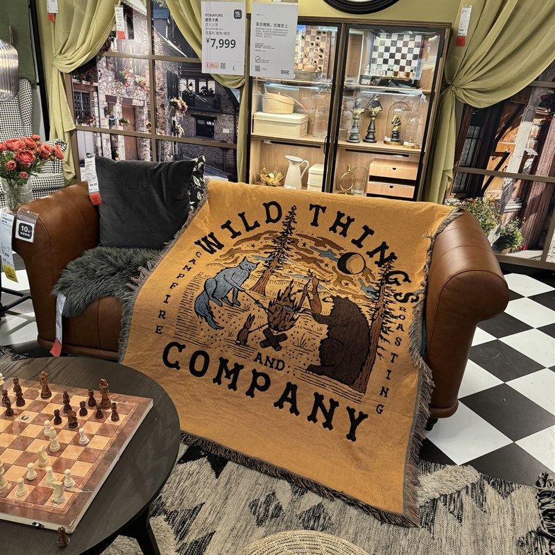 布谷 森林家g族棉线毯 美式复古美德拉野营房车盖毯帐篷地毯沙发,床上用品,休闲毯/毛毯/绒毯,淘宝优惠券,粉丝福利购,淘宝优惠卷