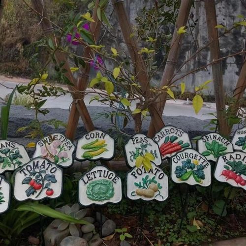 铸铁做旧蔬菜标记花插园艺杂货花园庭院M阳台装饰植物标签插牌