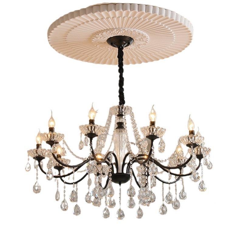 美式复古水晶灯中古风客约气卧室欧式厅大轻简奢85餐厅法式蜡烛吊