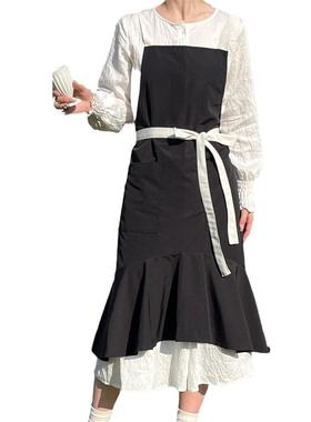 防水防污面料韩系鱼尾咖啡馆花艺手作工作室外贸coupang出口围裙