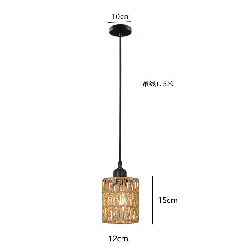 美式仿麻绳编织灯宿中式餐厅酒吊店客栈室吧台卧手工三头吸民9976