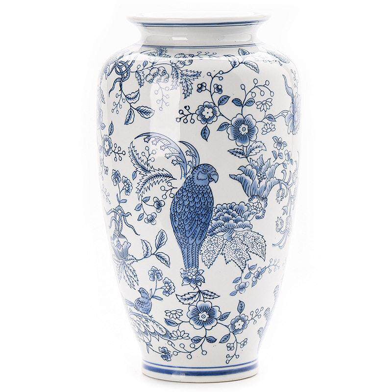 青花瓷花客厅摆件新中式插花古典陶瓷美式装饰复古玄关瓷器冬青
