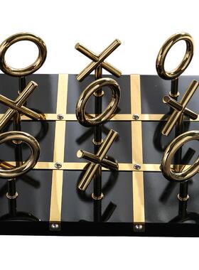 现代轻奢简约不锈钢棋盘形状装饰品家居客厅茶几桌面工艺品摆件厂