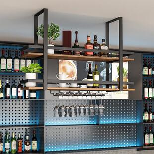 吧台吊架酒架酒柜吊柜置物架悬挂式酒吧餐厅吊挂工业风铁艺吊杯架