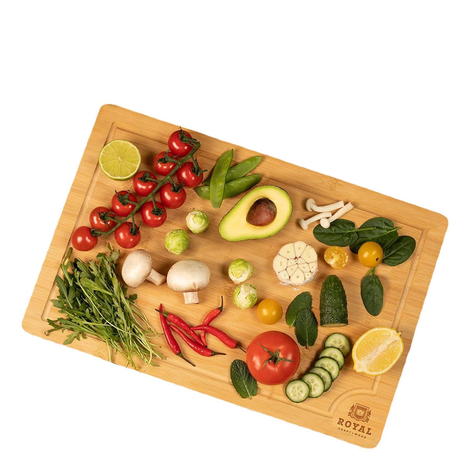 汁现菜货超大有机砧板带果槽竹厨房切板NZ034(肉块)奶酪和蔬菜板