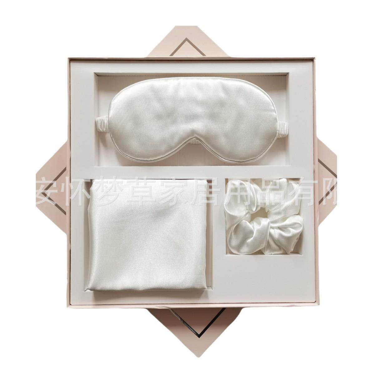 厂家直销仿真丝三件套礼盒套装发圈枕套大肠松紧睡眠眼罩遮光不压,居家日用,眼罩,淘宝优惠券,粉丝福利购,淘宝优惠卷