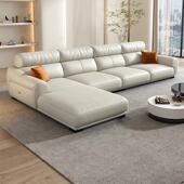 现代简约轻奢头层牛皮直排贵妃沙发客厅大户型真牛皮意式 沙发