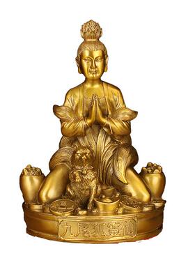 铜山海经青丘九尾狐娘娘胡家帝君供奉桌面摆件客厅玄关工艺品