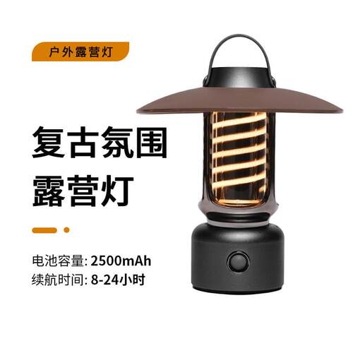 户外5档照明防水充电伞型可拆灯罩带螺口马灯便携露营帐篷灯