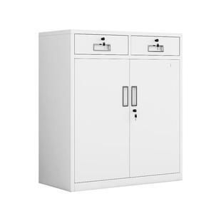 带锁家用储物柜子二斗矮柜办公室文件柜铁皮柜钢制桌下收纳矮柜