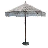 户外编绳伞棉绳编织花边太阳流苏伞手工绳编咖啡店装 饰遮阳庭院伞