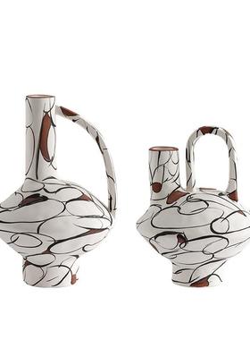 侘寂风摆件陶瓷花瓶艺术插花器客厅高级感花瓶复古软装饰品