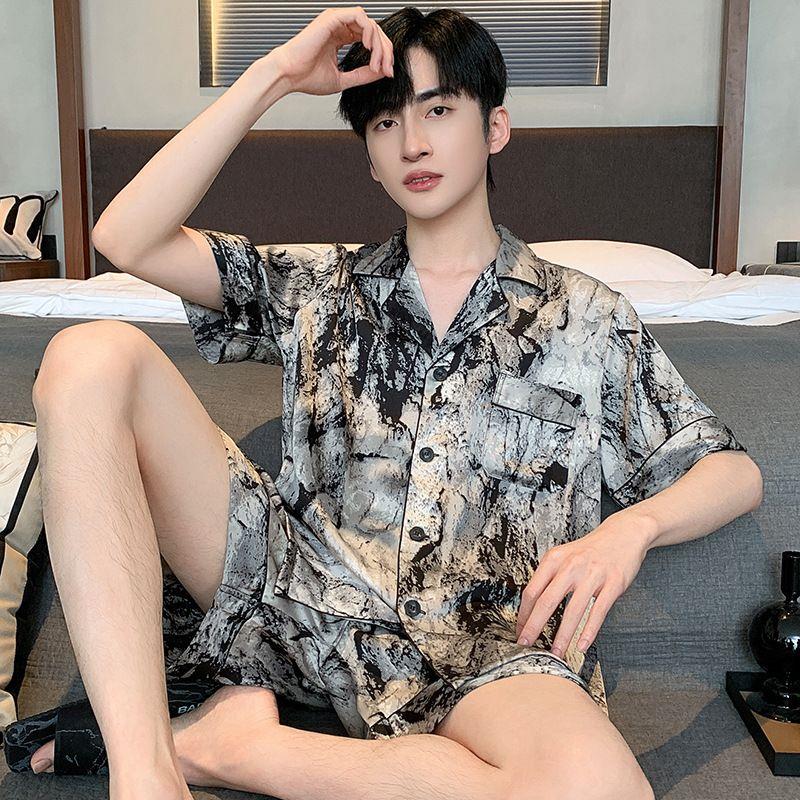 睡衣男夏季冰丝薄款短袖裤