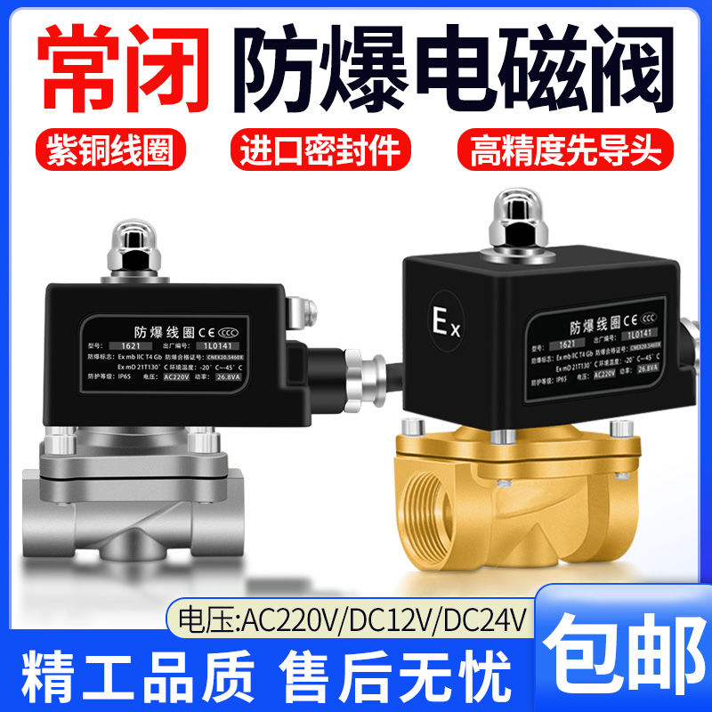 防爆电磁阀常闭煤气阀天然气阀电磁控制阀4分220V24VDN15/6分/1寸
