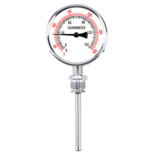 伊莱科双金属温度计锅炉管道径向指针温度表WSS-411 0-100℃L=100