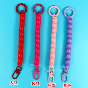 弹簧绳钥匙扣挂件手机防丢绳钥匙链彩色弹力伸缩挂绳钓鱼包包挂饰