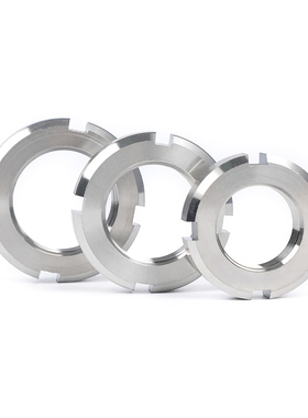 304不锈钢圆螺母开槽螺母国标GB812锁紧细牙止退小并帽园螺帽