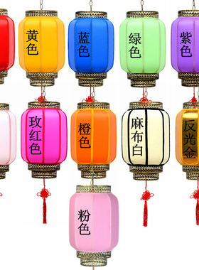 金色灯笼金黄色放光灯笼 发光户外防水防晒中式仿古PVC长吊灯宫灯