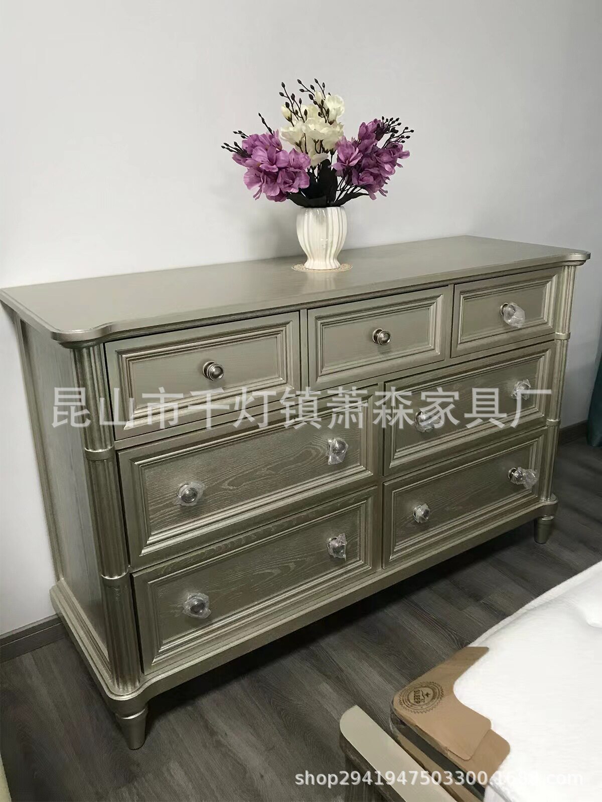 法式美式现代简约红橡木实木高档主卧床头柜储物柜功能床边柜复古