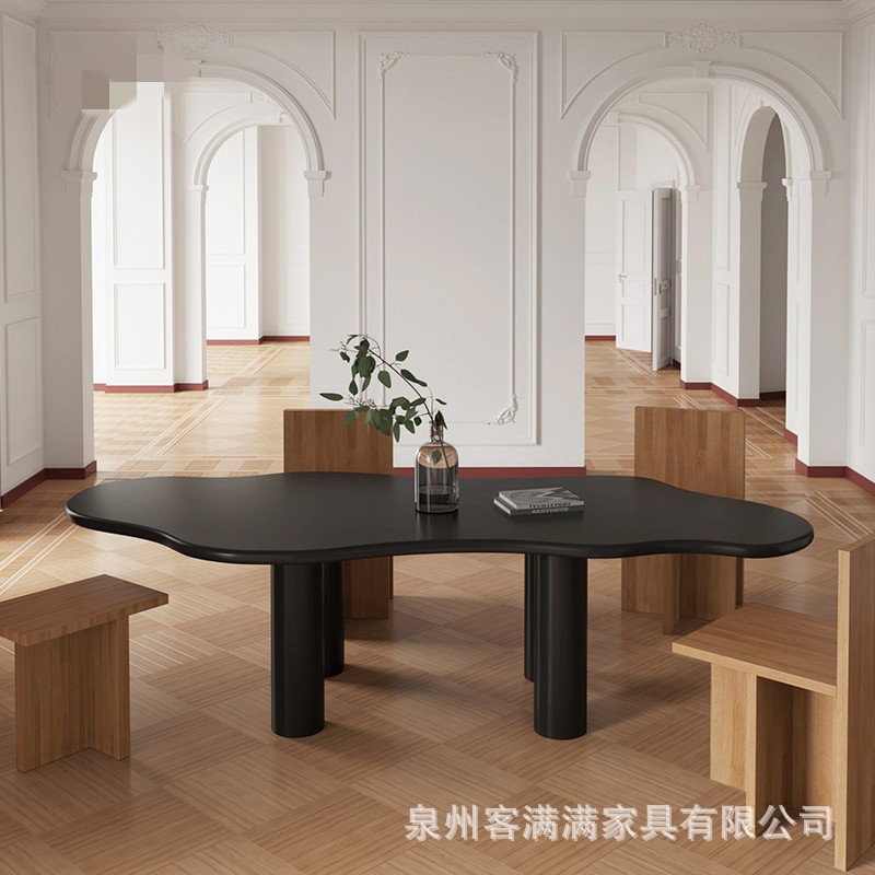 轻奢简约实木办公桌客厅个性餐桌现代创意异形工作台设计师洽谈桌