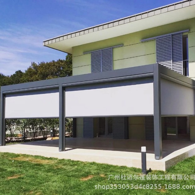 户外凉亭庭院铝合金电动百叶现代智能涂鸦别墅亭子室外露台花园遮