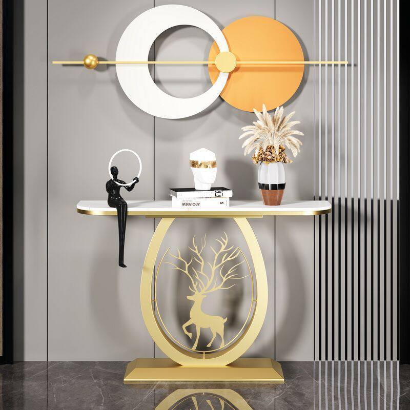北欧轻奢玄关小户型端景台置物架现代简约岩板超窄靠墙入户玄关桌