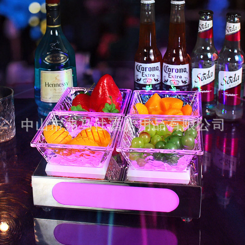 酒吧ktv发光果盘创意旋转宝塔两层三层水果架夜店清吧小吃零食盘