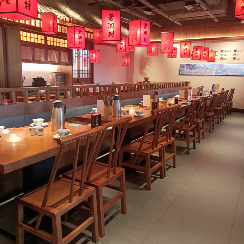 厂家直营批发中式简约实木主题餐厅餐饮桌椅卡座沙发组合来图可做