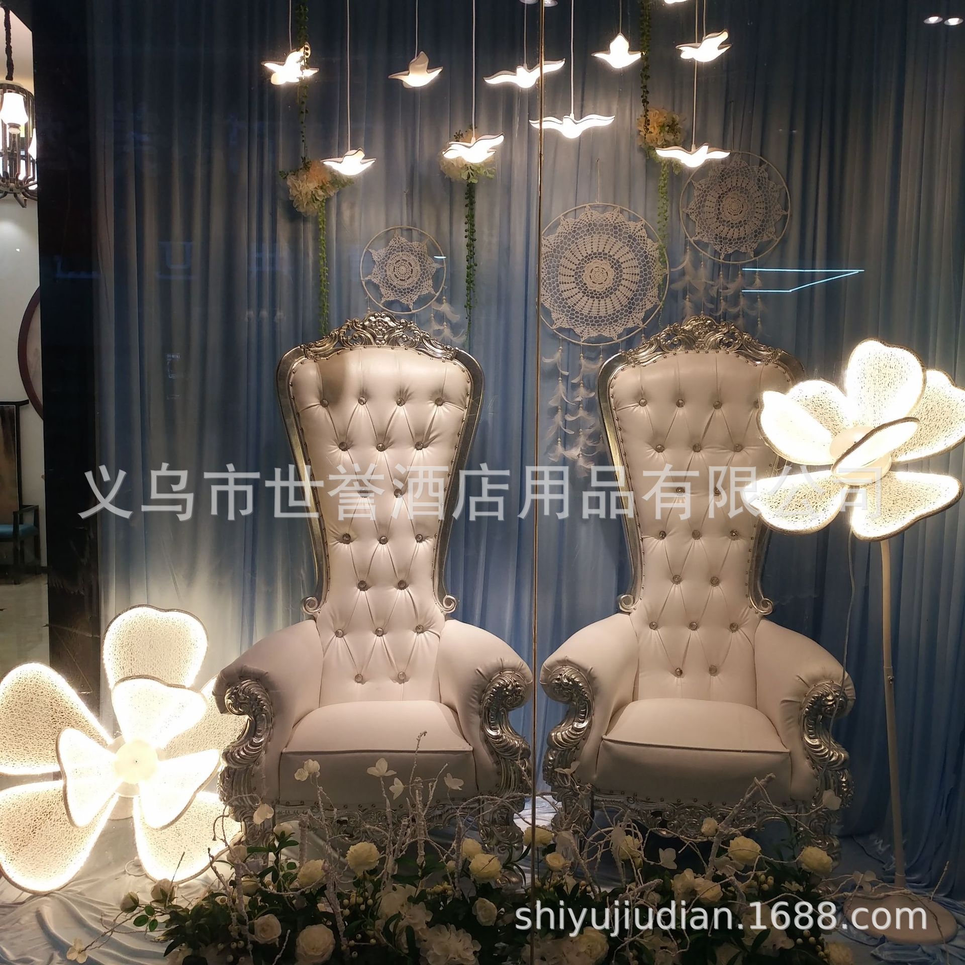 出口酒店婚礼高靠背沙发 贵妃椅国王椅婚庆新娘新郎形象椅接待椅