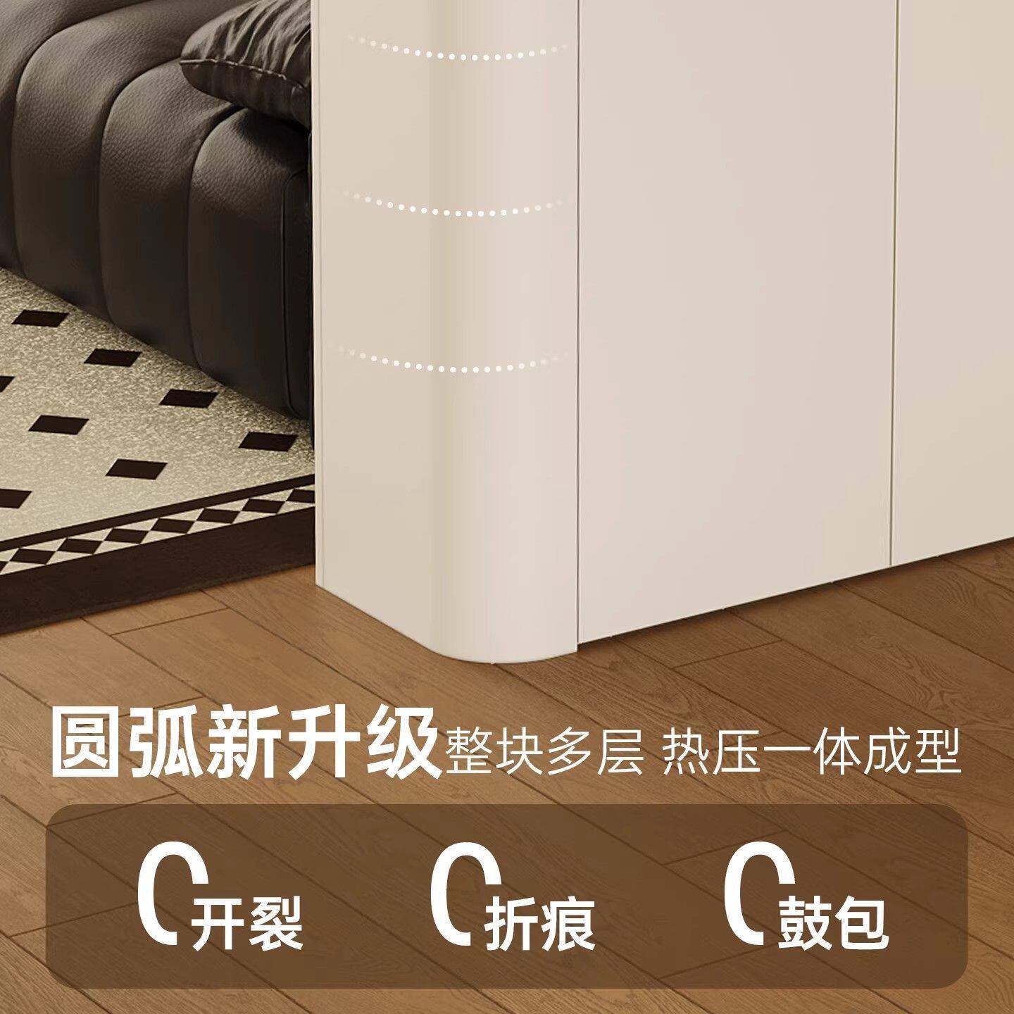 法式复古风门口鞋柜玄关柜圆弧客厅入户柜隔断收纳储物柜带换鞋凳