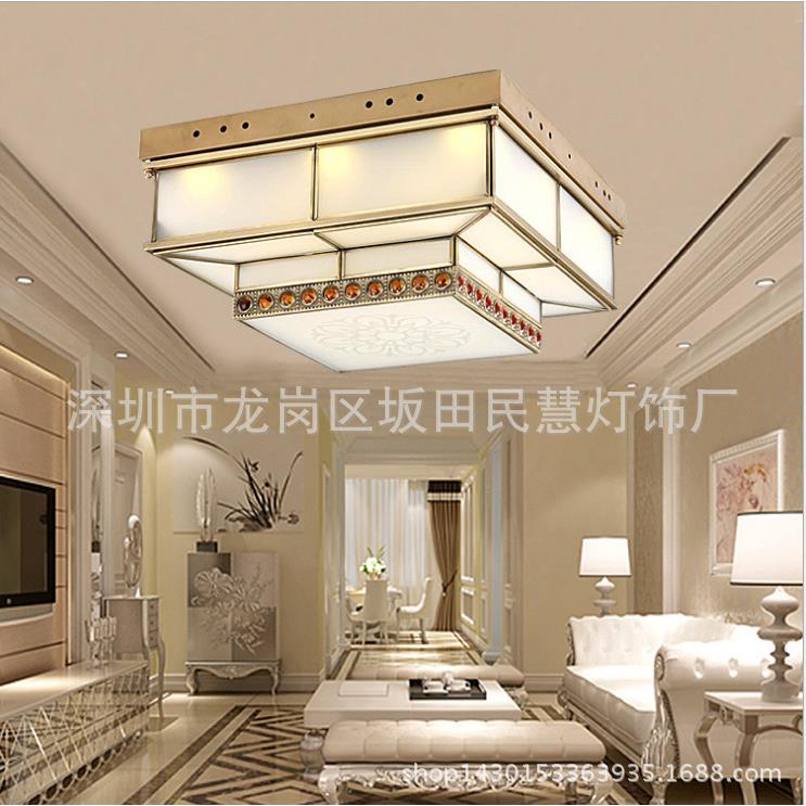 供应LED全铜焊锡灯欧式全铜吸顶灯全铜玻璃吸顶灯