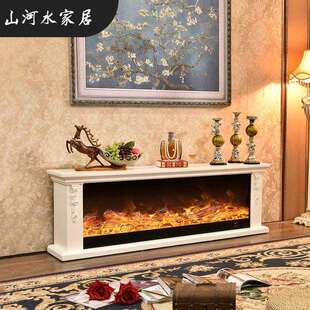 1.8m法式电视柜仿真火焰电子壁炉芯家用取暖实木装饰柜
