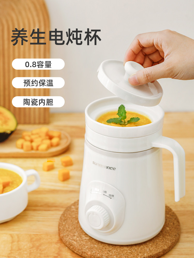 陶瓷养生电炖煮杯办公室小型煮粥便携电炖盅电热杯1一人2