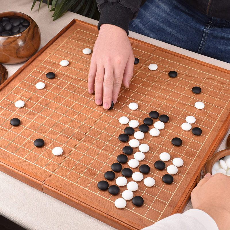 御圣围棋棋盘套装折叠式云南云子棋子标准19线便携木质棋盘带棋罐