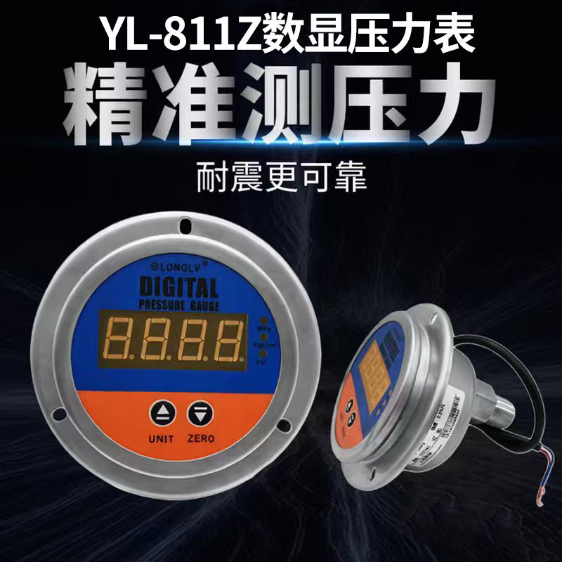 隆旅YL-811Z轴向智能数显压力表液油水气真空正负压硫化机压力表