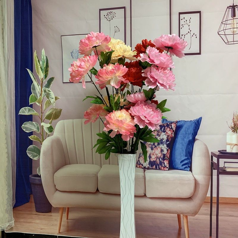 2026摆设花束客厅花布落地塑料花花插花干仿真花摆件牡丹花绢假花