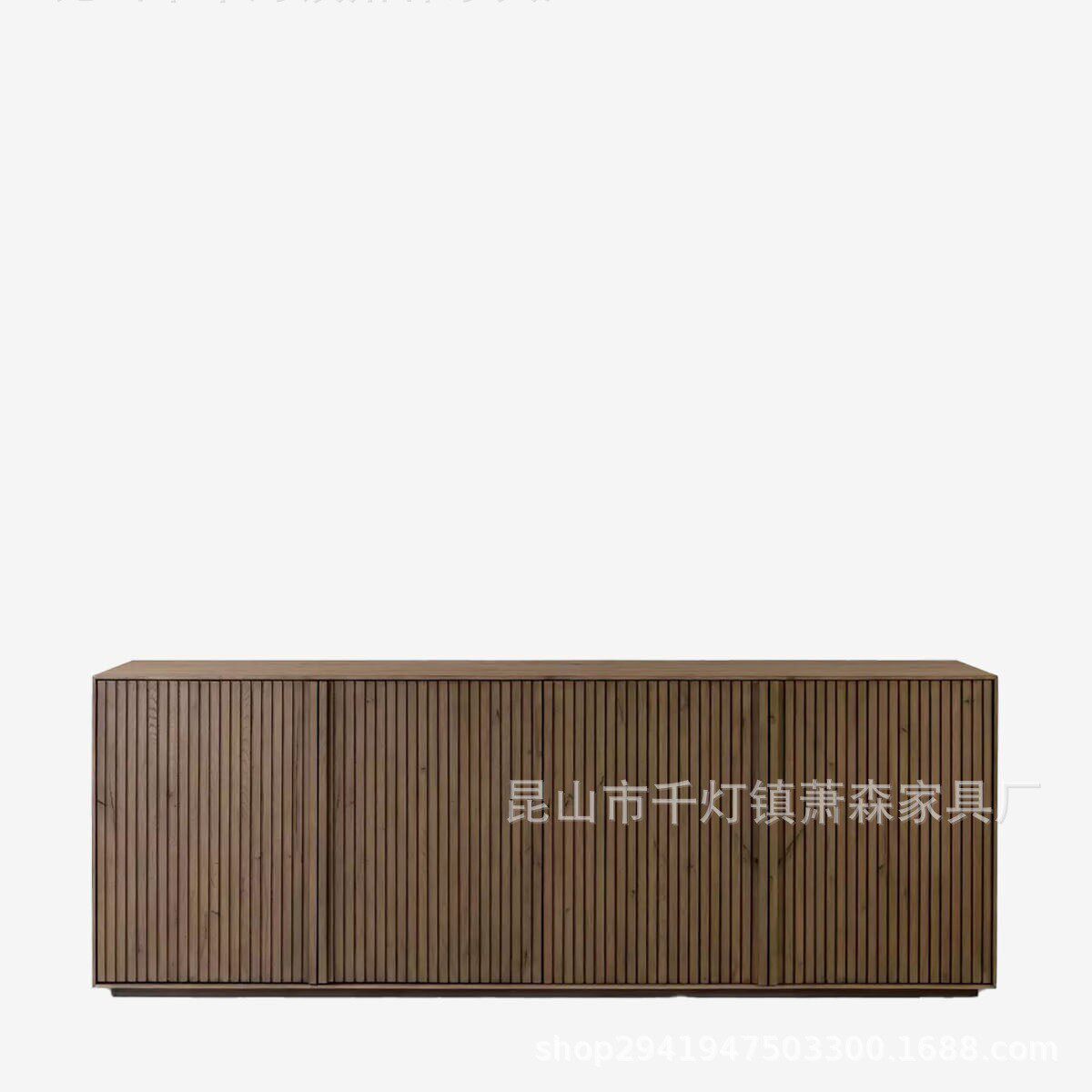 北欧黑胡桃木全实木电视柜现代简约小户型客厅格栅复古地柜收纳柜