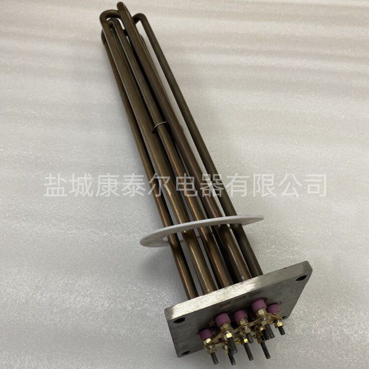 带测温孔方型法兰电热管水式模温机加热管方型法兰开水器发热管