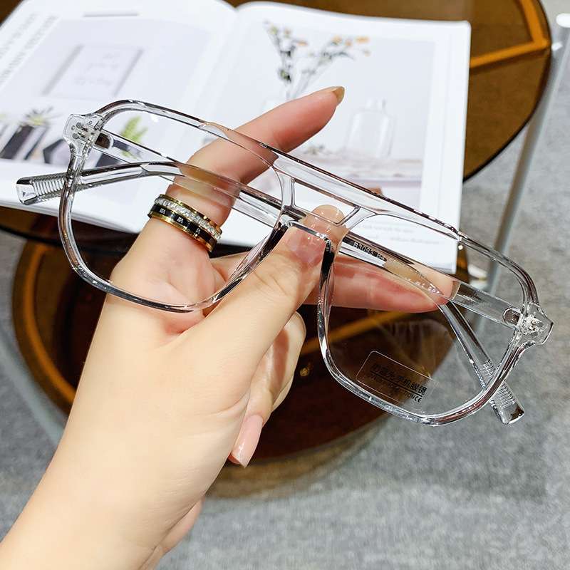 2021新款TR防蓝光眼镜女双梁韩版素颜大脸显瘦学生网红款平光镜男